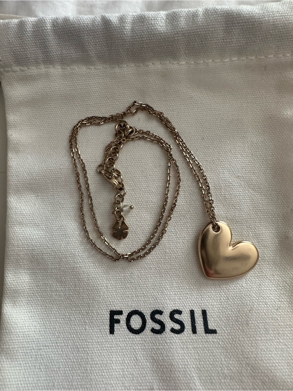 Fossil Rose Gold Heart Pendant Necklace on Chain